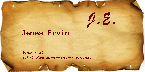 Jenes Ervin névjegykártya